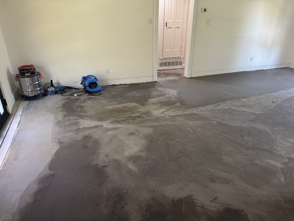 Grinding subfloor smooth with power tools