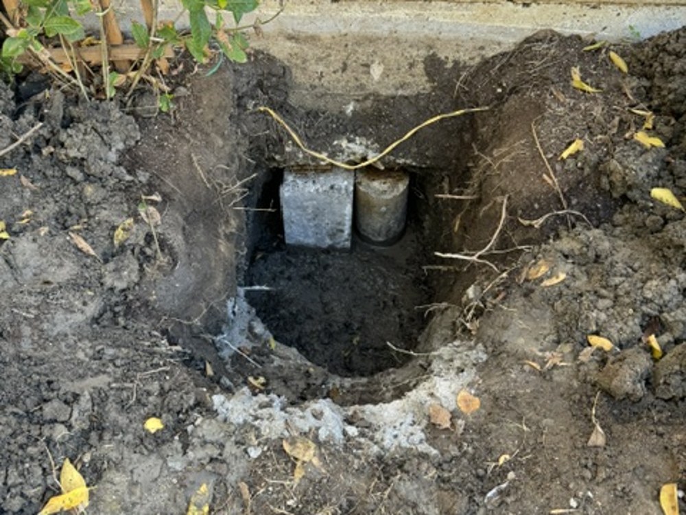 Foundation pier exposed during excavation