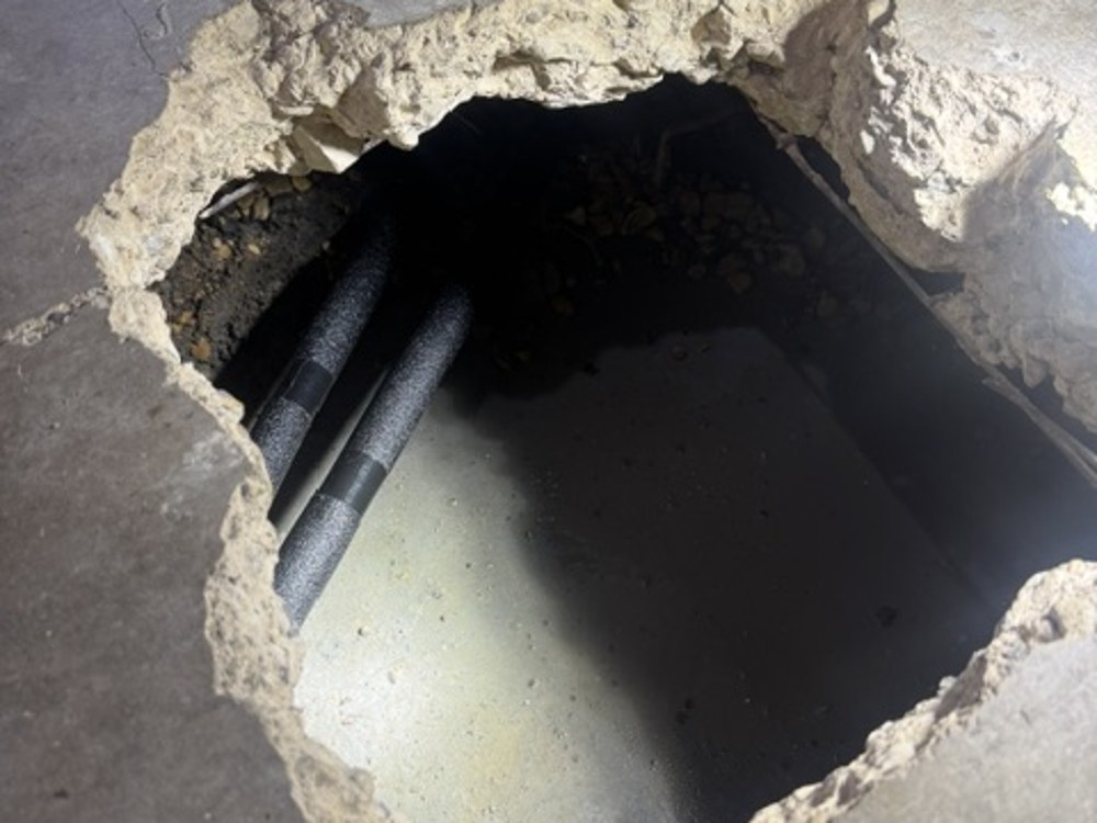 Interior slab opened to access foundation