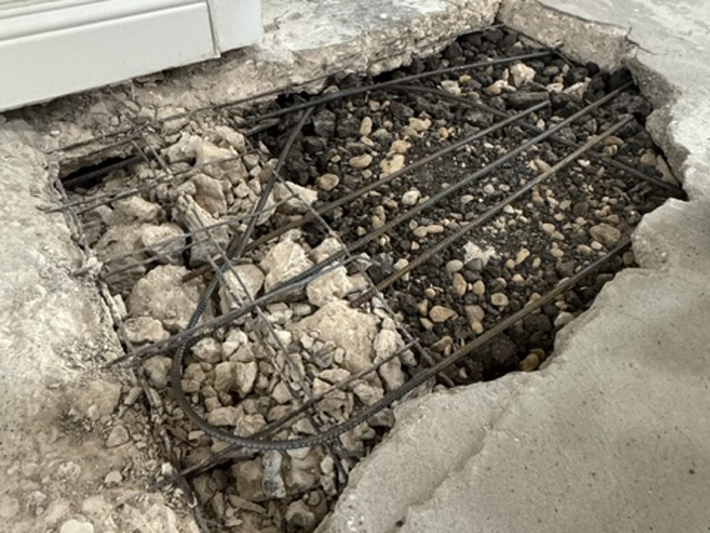 Excavation with rebar exposed