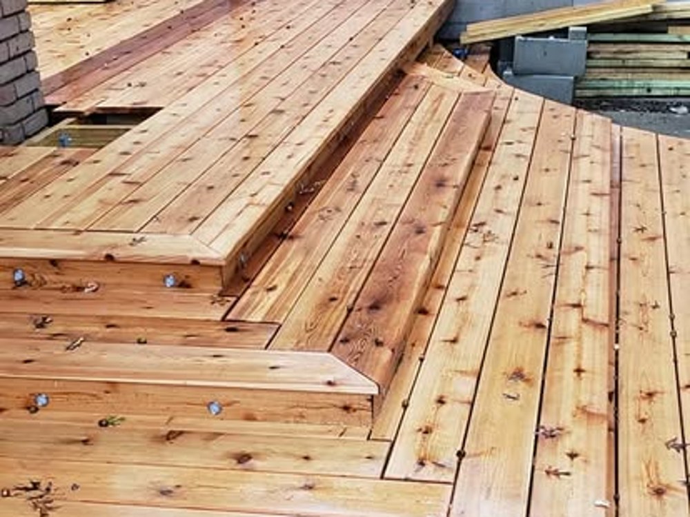 Custom cedar multi-level deck build